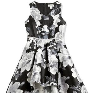 Floral Black and White Kids Dress